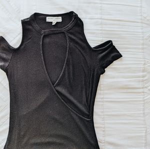 Urban Outfitters Black Keyhole Open Shoulder Ribbed Top